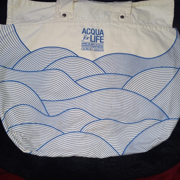 Giorgio Armani UNICEF collab bag large off white-cream colored linen toute bag - Picture 2 of 11